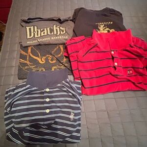 Bundle of 5 shirts 3 t-shirts and 2 polo shirts